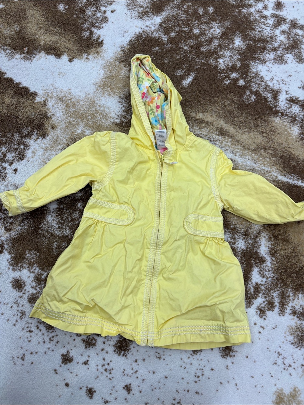 Gymboree Yellow Hooded Raincoat with Printed Lining
